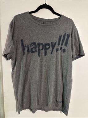 Desigual Men's Gray "happy!!!" Graphic T-Shirt